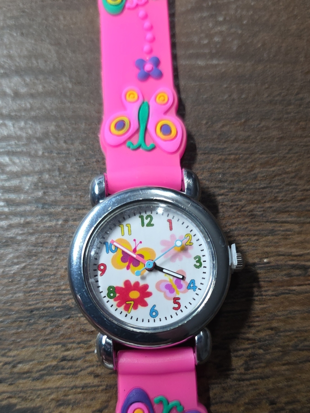 Kids Pink Butterfly Floral Watch - Unbranded